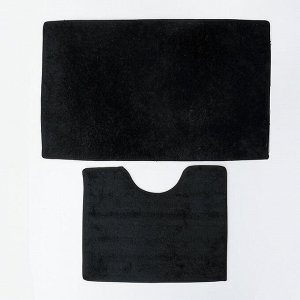 Набор ковриков для ванны и туалета «Лапша», 2 шт: 36?50, 50?75 см, цвет чёрный