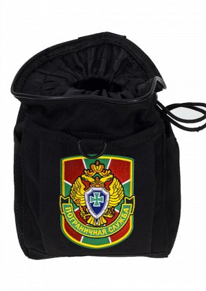 Черная поясная сумка для фляги с нашивкой Пограничной службы - отличный подарок другу пограничнику в память о службе. №24