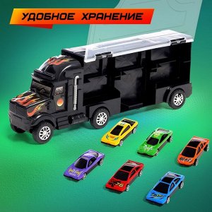 Грузовик - автовоз «Перевозчик», набор металлических машинок 6 шт. + игра