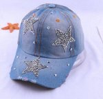 Джинсовая кепка с стразами,голубой