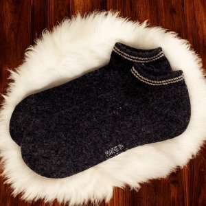 Носки шерстяные укороченные (под кроссовки), размер 37-39,  70% шерсть, с заниженной посадкой, цвет ГРАФИТ, Монголия