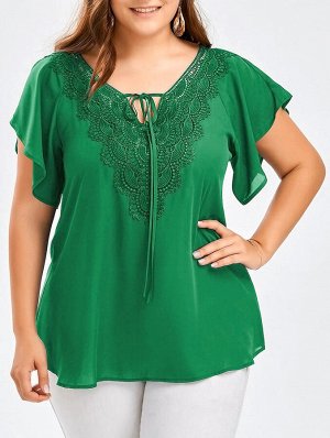 Блузка Кружева Темно-зеленый