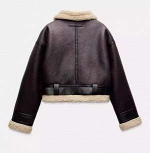 КОРОТКАЯ КУРТКА ИЗ ДВУСТОРОННЕЙ ТКАНИ арт. 8073252, темно-коричневый