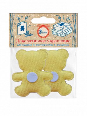 Декоративное украшение Золотые мишки для оформления подарков из полиуретана, на текстильной основе (полиэстер), в наборе 2 шт / 5,7x0,2x4,7см (НГ)