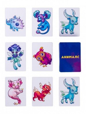 Игра настольная для детей Анималс: карточки из картона - 120 шт, инструкция - 1 шт. В комплекте с самоклеющимися наклейками - / 15*11*4см арт.87904/1