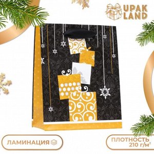 Пакет подарочный новогодний ламинированный «Зимние подарки» 11.5x14.5x6 см