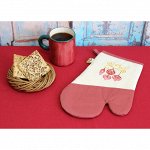 Варежка-прихватка &quot;Елочные игрушки&quot; 30х20 см, саржа, хл 100%, 230 г/м2,  розовый