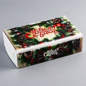 Коробка складная, кондитерская упаковка без окна "С Новым годом!", 25 х 15 х 7 см, Новый год