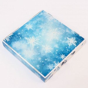 Подарочная коробка складная с окном «С Новым годом!», 19x19x3 см