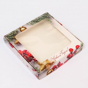 Подарочная коробка складная с окном «С Новым годом», 16x16x3 см