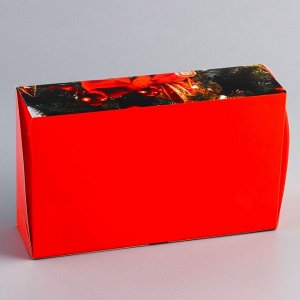 Коробка складная, кондитерская упаковка с окном "Исполнения желаний" , 25 х 15 х 7 см, Новый год