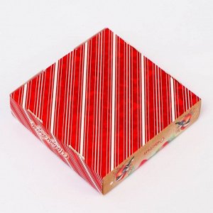 Подарочная коробка сборная с окном «Снегири», 13x13x3 см