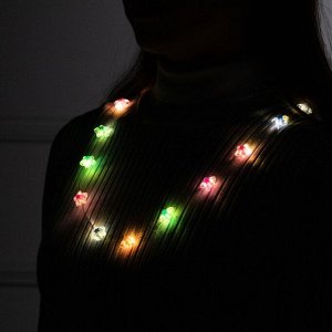 Светодиодные бусы «Звездочки», 80 см, LED(1608)-16-4.6V, AG13x3 (в компл.), 3 режима свечение тёплое белое