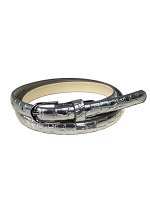 Ремень женский из натуральной кожи, цвет серебро