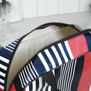 Косметичка-сумочка "Полоски", отдел на молнии, ручки, цвет красный