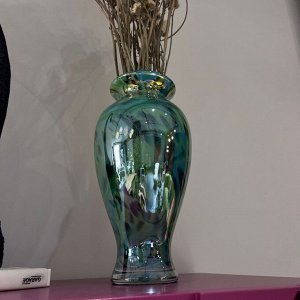 Ваза зеленая винтажная стеклянная
