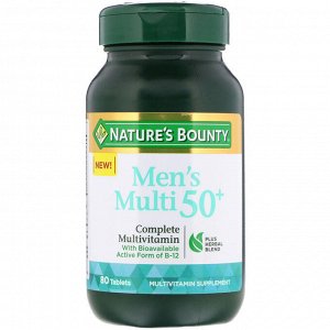 Nature&amp;#x27 - s Bounty, Мультивитамин для мужчин от 50 лет, полный комплекс мультивитаминов, 80 таблеток