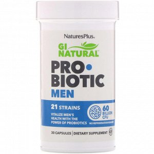Nature&#x27 - s Plus, GI Natural, Probiotic Men, 60 Billion CFU, 30 Capsules