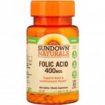 Sundown Naturals, Фолиевая кислота, 400 мкг, 350 таблеток