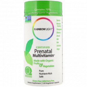 Rainbow Light, Сертифицированный Prenatal Multivitamin, 120 вегетарианских капсул