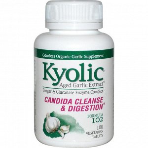 Kyolic, Aged Garlic Extract, Candida Cleanse &amp; Digestion, Formula 102, 100 Vegetarian Tablets