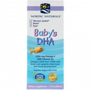 Nordic Naturals, ДГК для детей с витамином D3, 2 жидких унций (60 мл)