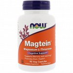 Now Foods, Magtein, магния L-треонат, 90 вегетарианских капсул