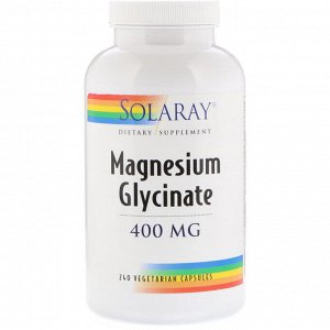 Solaray, Глицинат магния, 400 мг, 240 вегетарианских капсул