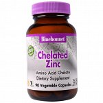 Bluebonnet Nutrition, Хелатный цинк, 90 растительных капсул