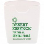 Desert Essence, Зубная нить с маслом чайного дерева, вощеная, 45,7 м (50 ярдов)