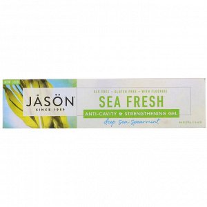 Jason Natural, Sea Fresh, гель для защиты от кариеса и укрепления зубов, глубоководная мята, 170 г