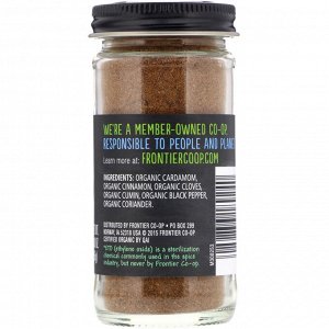 Frontier Natural Products, Organic Garam Masala Seasoning with Cardamon, Cinnamon & Cloves, 2.00 oz (56 g)