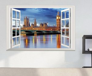 Виниловая наклейка Окно с видом на Лондон 3D