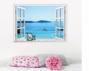 Виниловая наклейка Окно с видом на море 3D