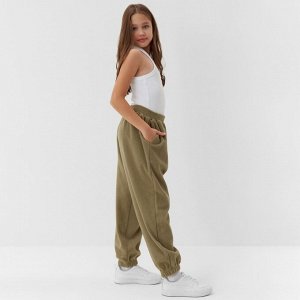 Брюки флисовые для девочки MINAKU: Fleece Soft, светло-зелёные.