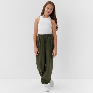 Брюки флисовые для девочки MINAKU: Fleece Soft, зелёные.