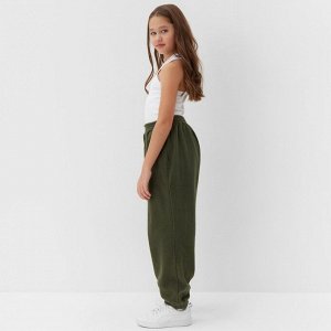 Брюки флисовые для девочки MINAKU: Fleece Soft, зелёные.