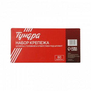 Набор штифтов с головкой и отверстием под шплинт ТУНДРА krep, 60 предметов