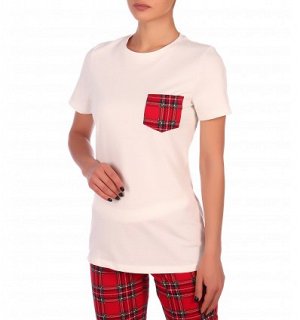 Костюм женский футболка, брюки "Шотландка"...