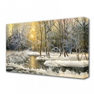 Картина на холсте "Зимой в лесу" 60*100 см