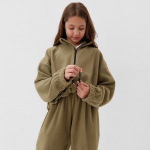 Толстовка флисовая для девочки MINAKU: Fleece Soft, цвет светло-зелёный.