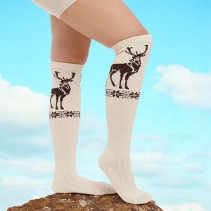 Гольфы шерстяные (100% шерсть),цвет БЕЖЕВЫЙ с рисунком, Монголия