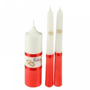 Набор свечей "Свадебный" красный: Родительские свечи 1,8х17,5;Домашний очаг 4х13,5