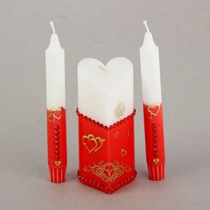 Набор свечей "Свадебный" №7 Красный , ручная работа