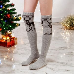 Гольфы шерстяные теплые (100% шерсть), цвет коричневый с рисунком (в ассортименте), Монголия
