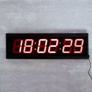 Часы настенные электронные, красные цифры, 60х19.5х3 см