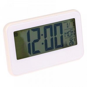 Часы-будильник электронные, подсветка с датчиком звука, дни недели, белые, 9.5х15.5 см