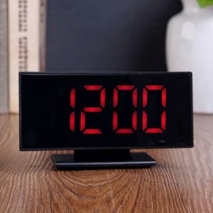 Часы-будильник электронные с календарем и термометром, красные цифры 17х9х4 см 3AAA