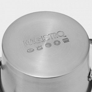 Кастрюля Magistro HiTech Steel, 2 л, d=18 см, h=11 см, слив для воды, капсульное дно, индукция, нержавеющая сталь