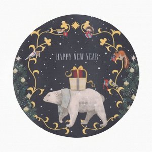 Салфетка сервировочная на стол "Happy and year" 30х30см, 100% п/э, оксфорд 420 г/м2 106